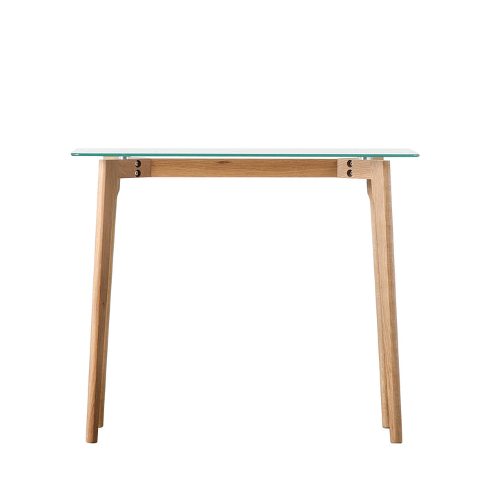 Endon 109462 Natural Oak And Glass Top Console Table