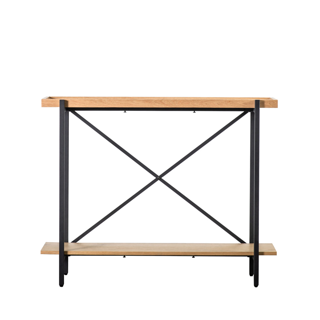 Nelson Lighting NL1409490 Matt Black And Natural Oak Veneer Console Table