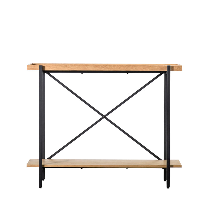 Nelson Lighting NL1409490 Matt Black And Natural Oak Veneer Console Table