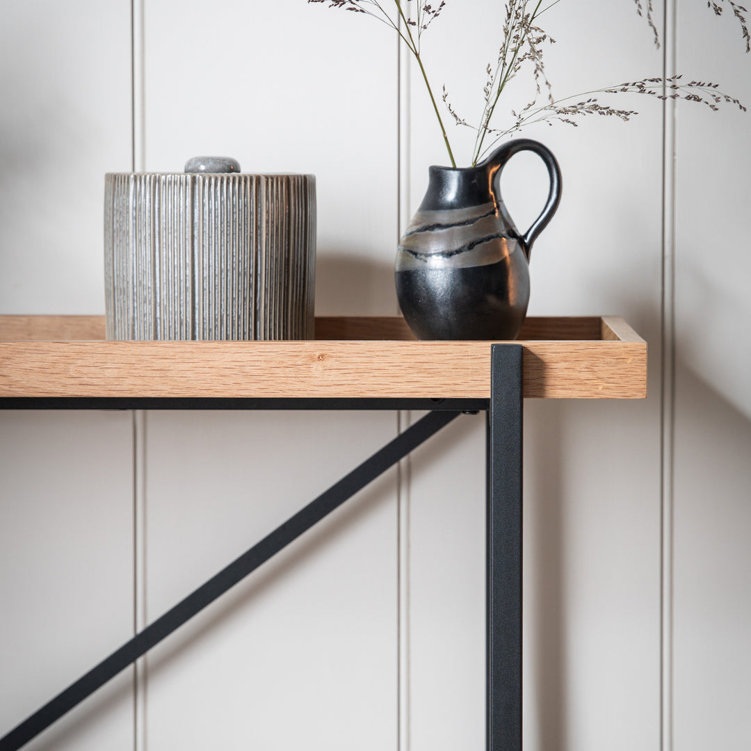 Endon 109490 Matt Black And Natural Oak Veneer Console Table