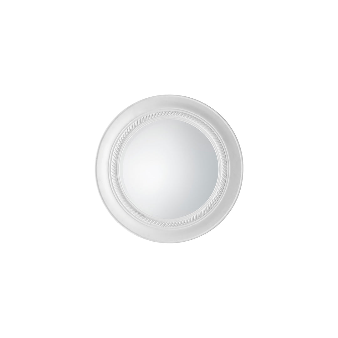 Nelson Lighting NL1409718 Distressed White Wood Round Mirror