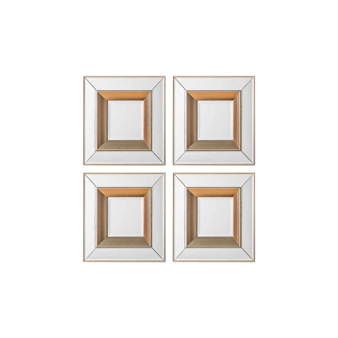 Nelson Lighting NL1409727 Brushed Gold Square Mirror Set Of 4