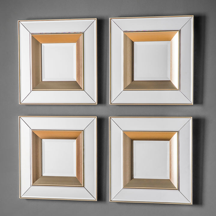 Nelson Lighting NL1409727 Brushed Gold Square Mirror Set Of 4