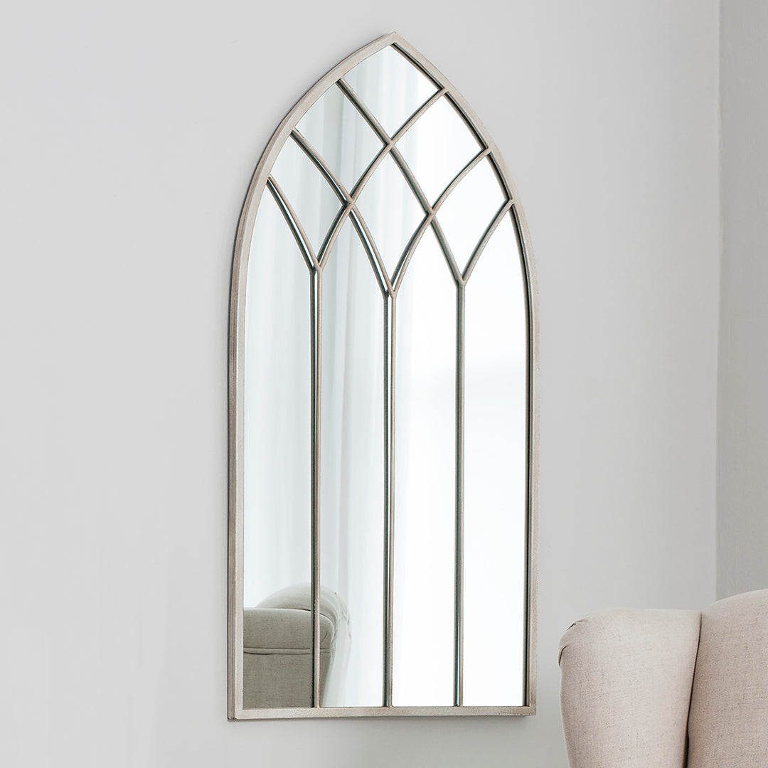 Nelson Lighting NL1409740 French White Arch Window Mirror