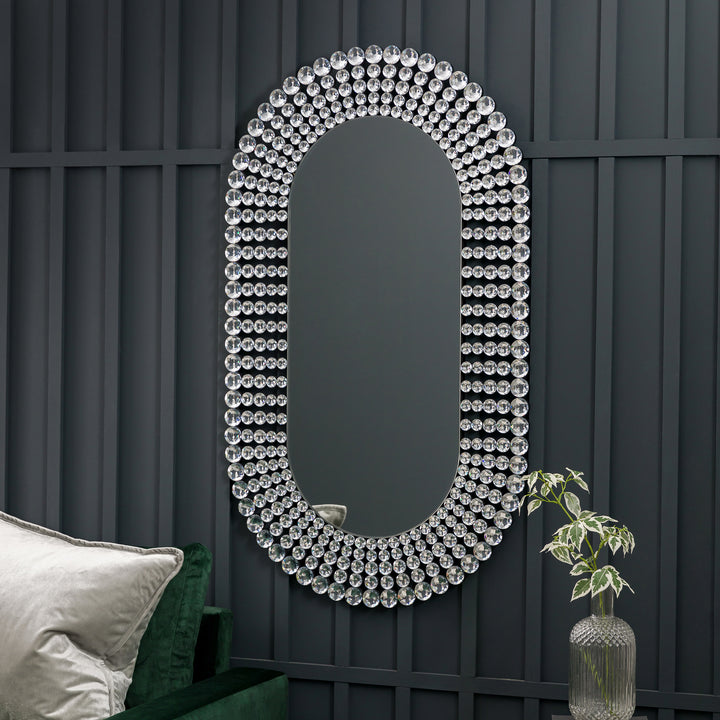 Nelson Lighting NL1409748 Clear Faceted Edged Ellipse Mirror