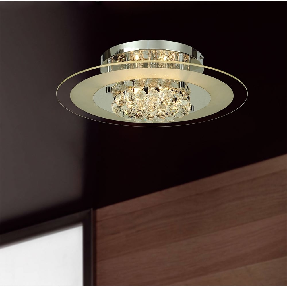 Diyas IL30022 Delmar 6 Light Round Flush Chrome