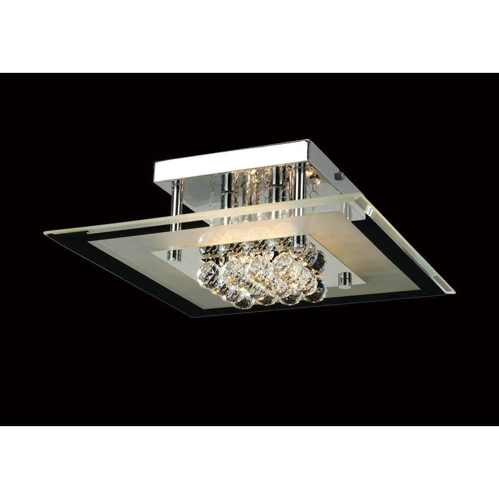Diyas IL30023 Delmar 4 Light Square Flush Chrome
