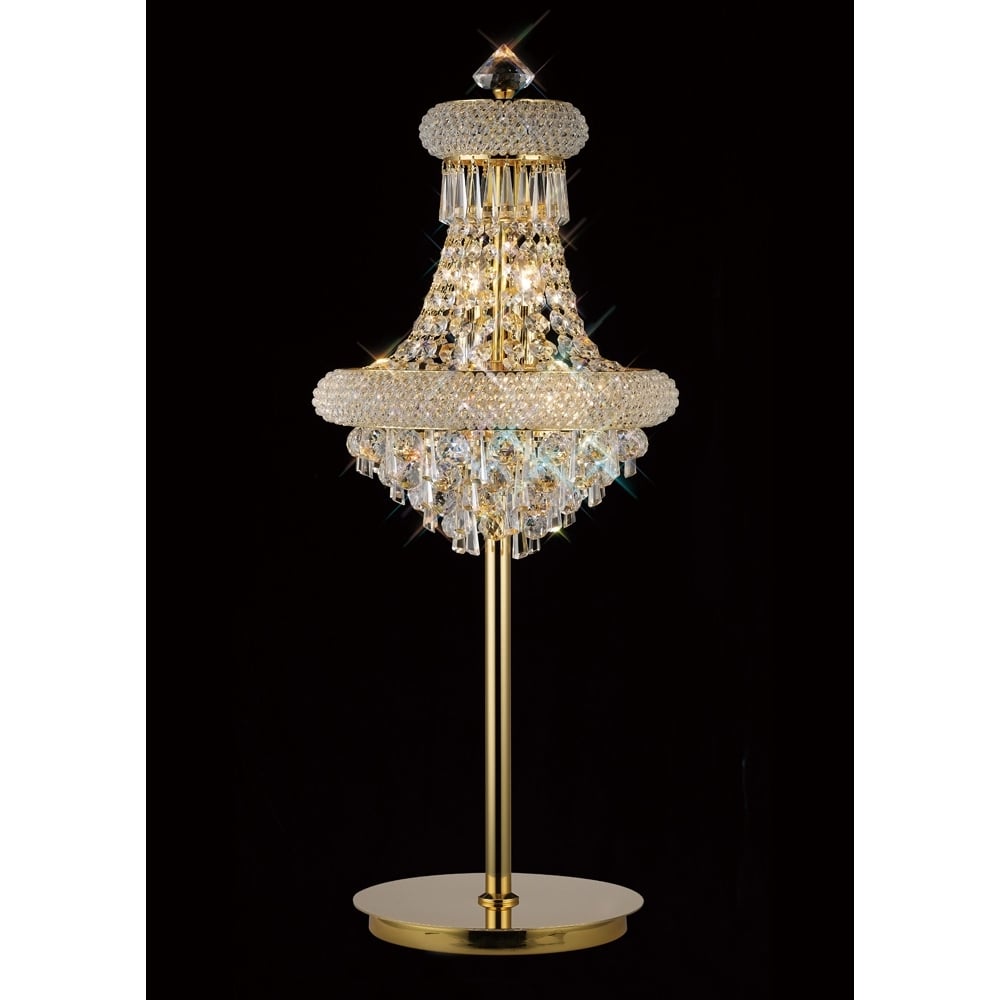 Diyas IL32103 Alexandra | Table Lamp 6 Light | French Gold/Crystal