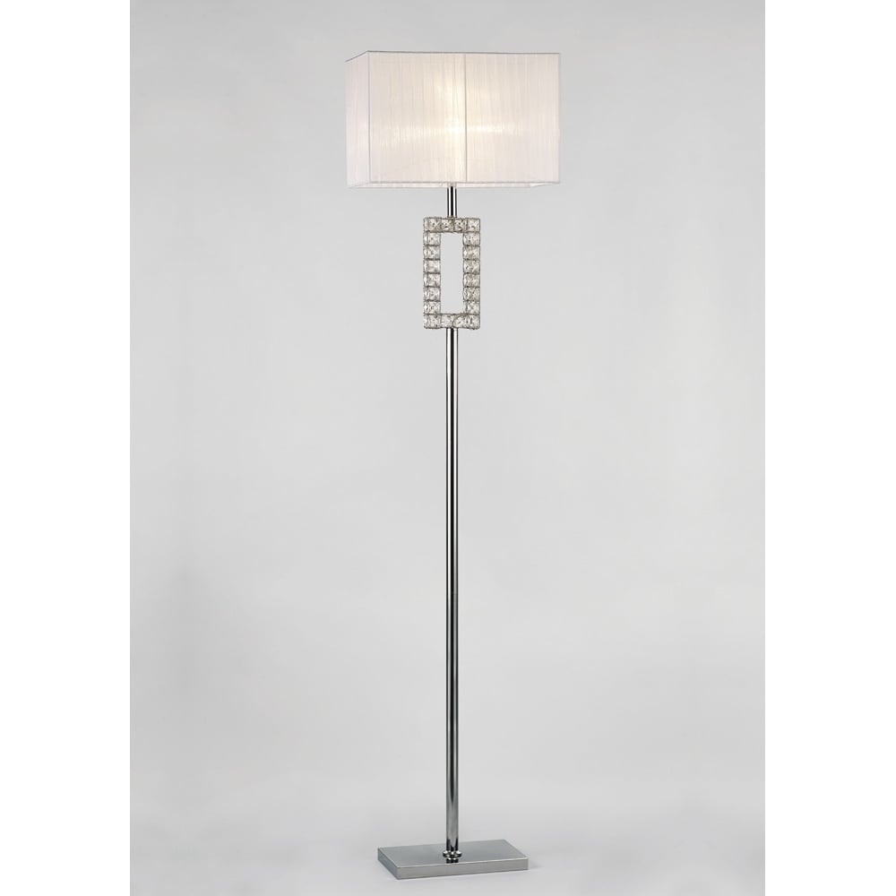 Diyas IL31537 Florence Rectangle Floor Lamp White Shade Chrome/Crystal