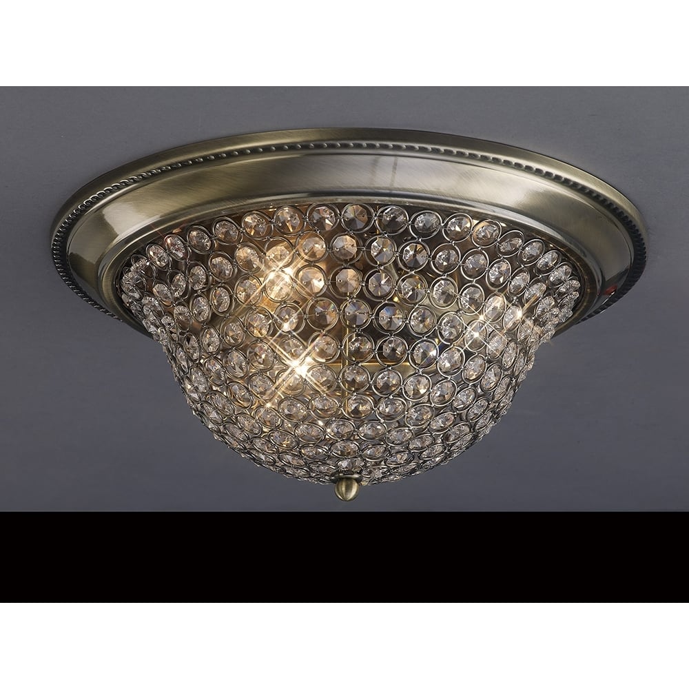 Diyas IL31130 Paloma Ceiling 2 Light Small Antique Brass/crystal