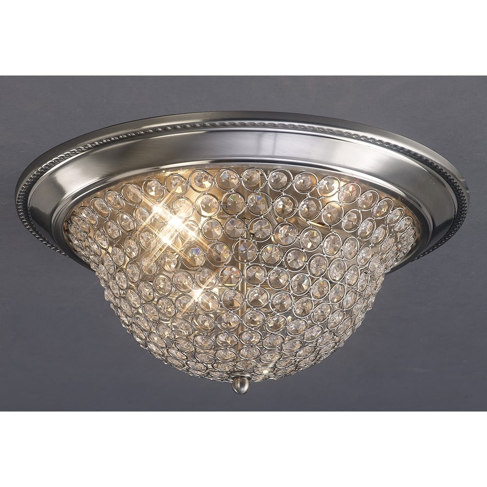 Diyas IL31133 Paloma Ceiling 2 Light Small Satin Nickel/crystal