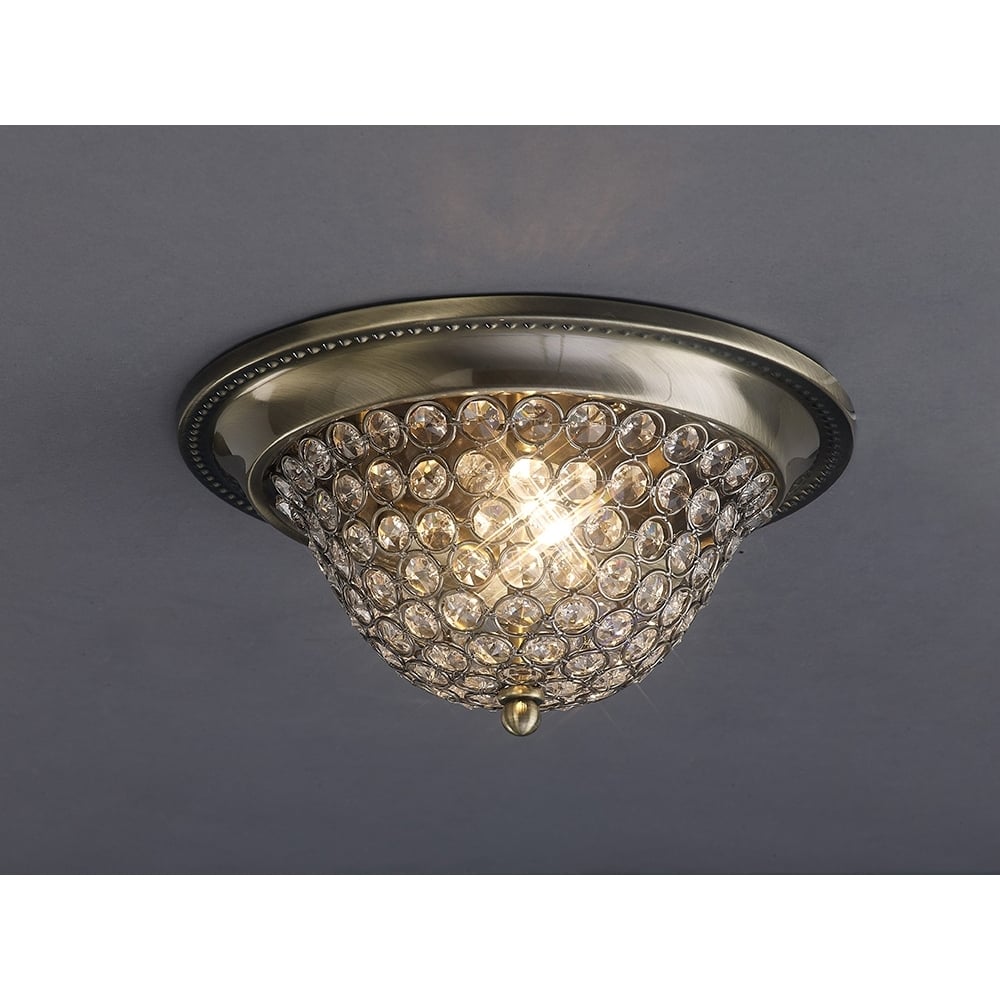 Diyas IL31132 Paloma Ceiling 3 Light Large Antique Brass/crystal