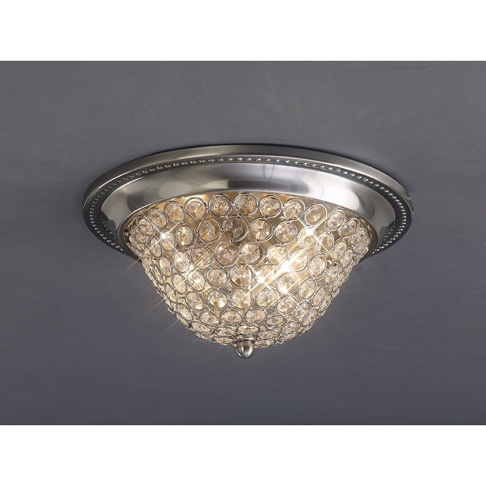 Diyas IL31135 Paloma Ceiling 3 Light Large Satin Nickel/crystal
