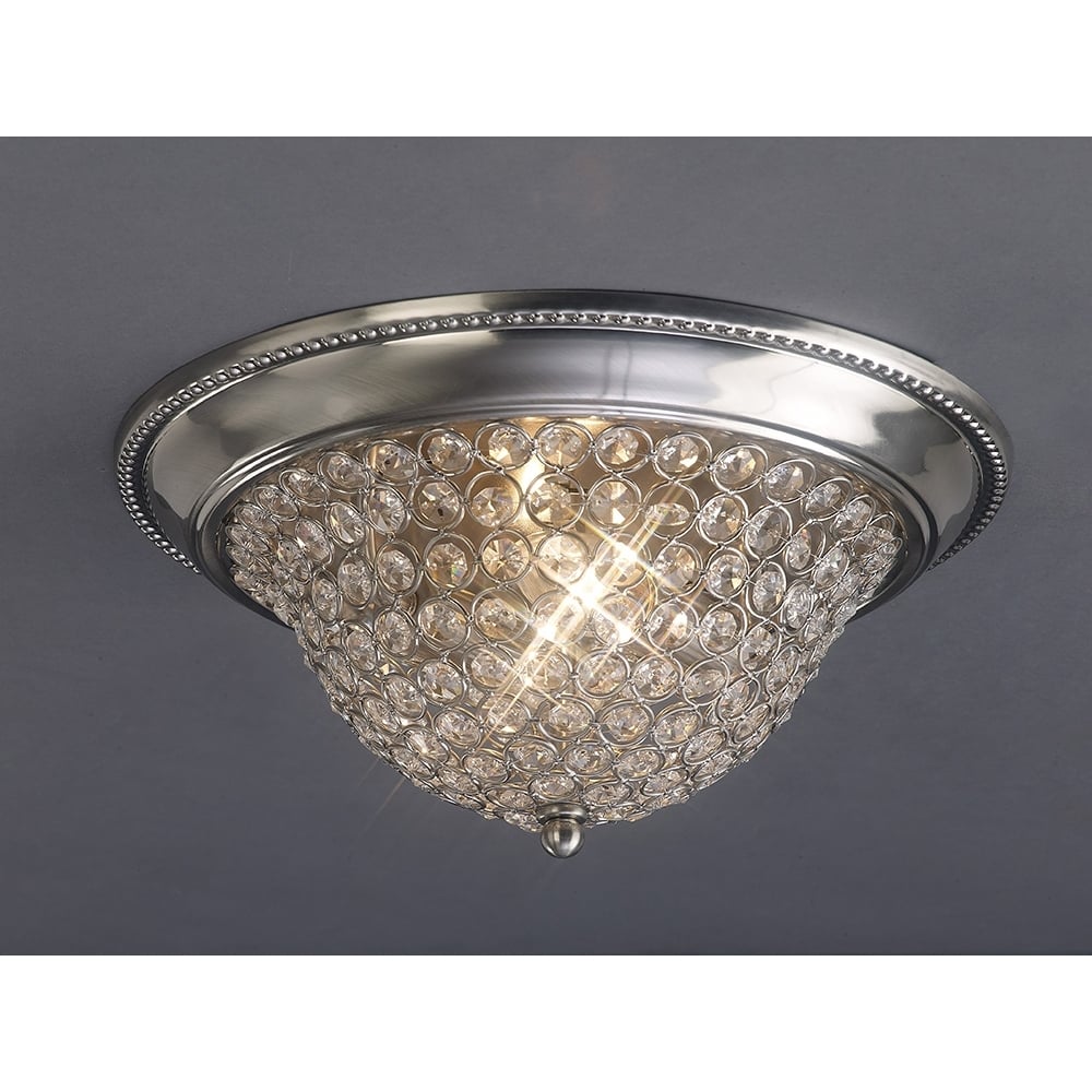 Diyas IL31134 Paloma Ceiling 3 Light Medium Satin Nickel/crystal