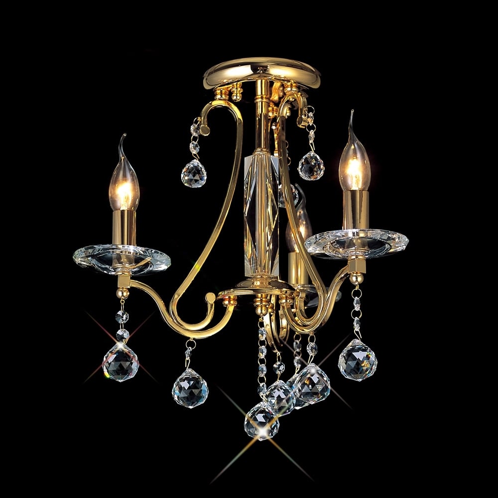 Diyas IL30213 Bianco Ceiling 3 Light French Gold/crystal