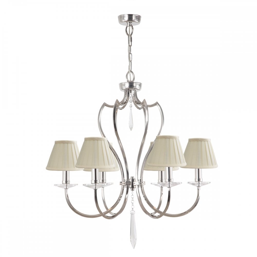 Elstead PM6 PN Pimlico Six Light Chandelier Polished Nickel