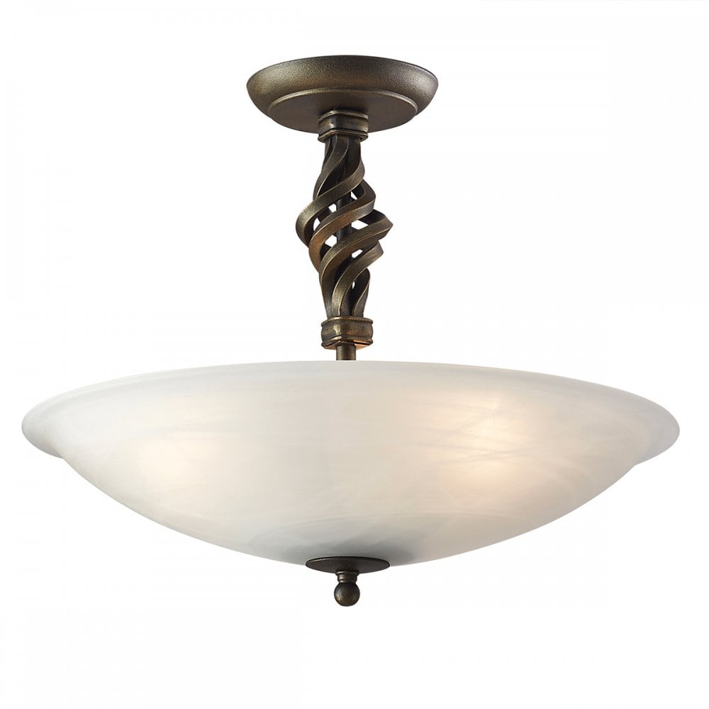 Elstead PB/SF/A BLK/GOLD Pembroke Three Light Semi-flush Black/gold