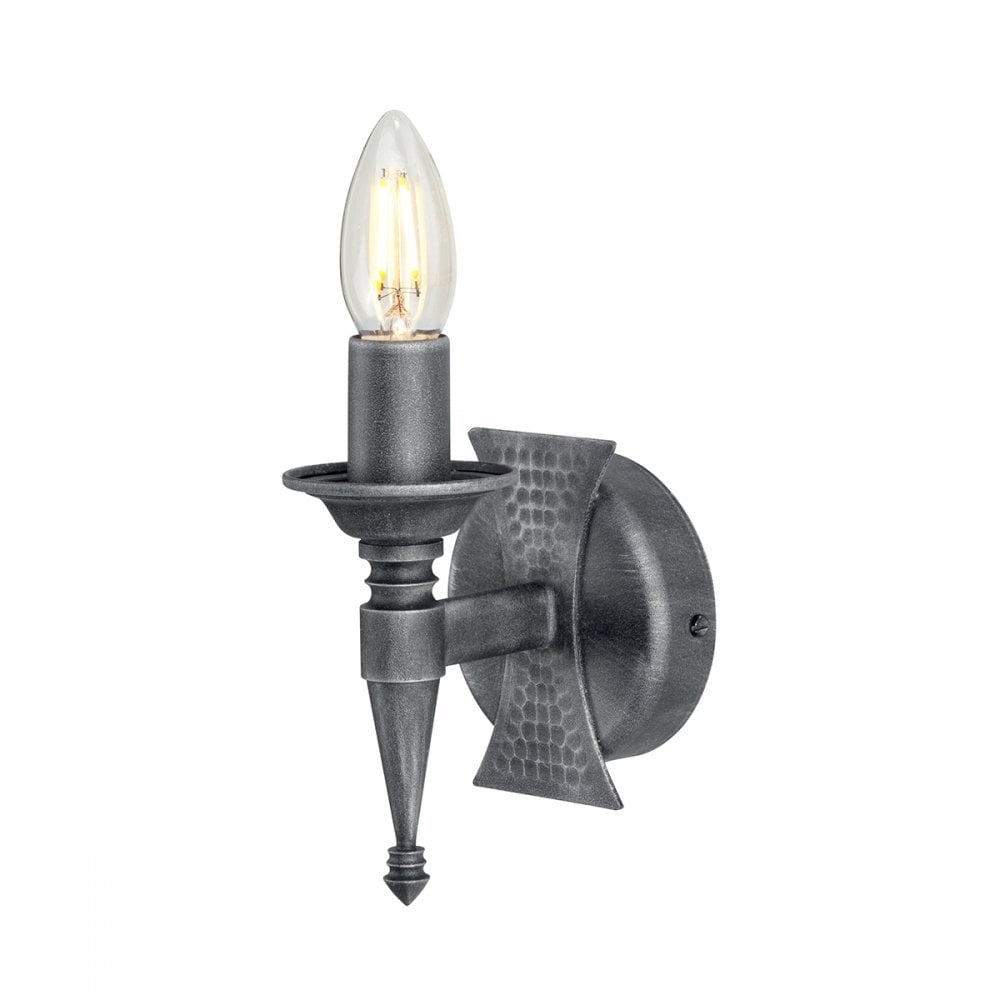 Elstead SAX1 BLK/SIL Saxon One Light Wall Light Black/silver