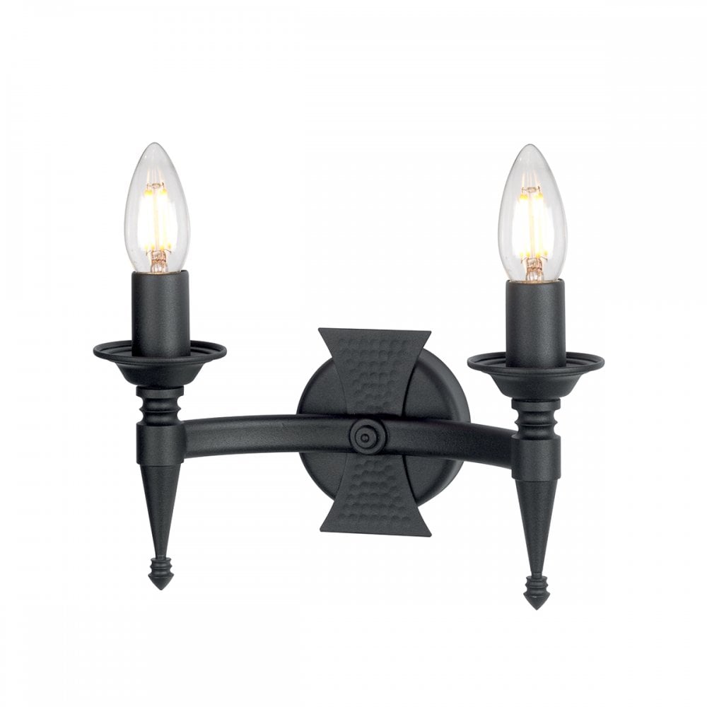 Elstead SAX2 BLK Saxon Two Light Wall Light Black
