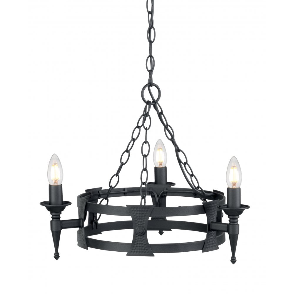 Elstead SAX3 BLK Saxon Three Light Chandelier Black