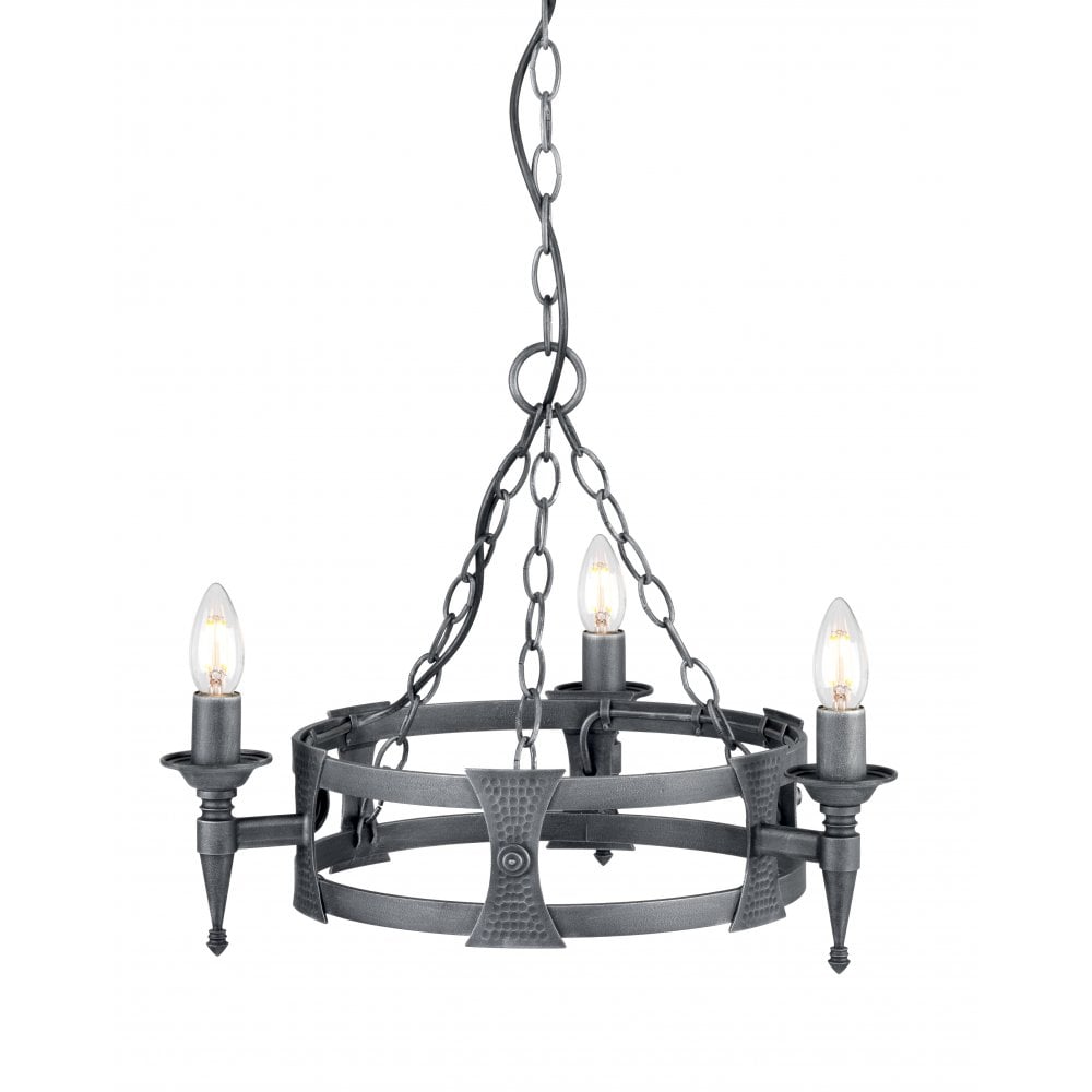 Elstead SAX3 BLK/SIL Saxon Three Light Chandelier Black/silver