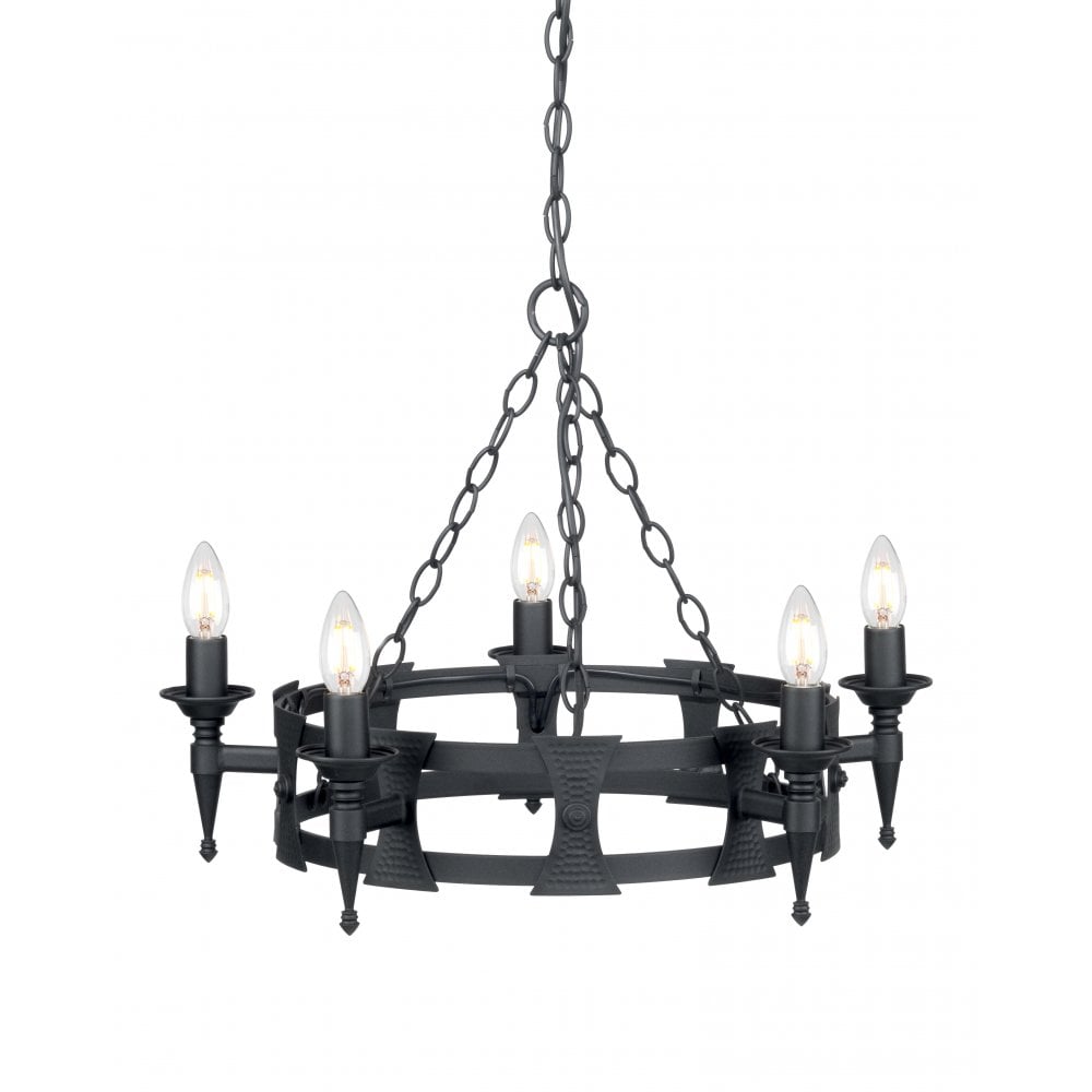 Elstead SAX5 BLK Saxon Five Light Chandelier Black