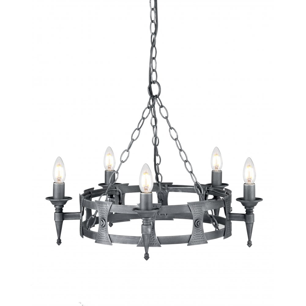 Elstead SAX5 BLK/SIL Saxon Five Light Chandelier Black/silver