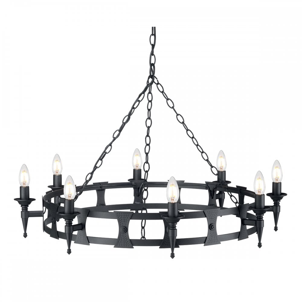 Elstead SAX8 BLK Saxon Eight Light Chandelier Black