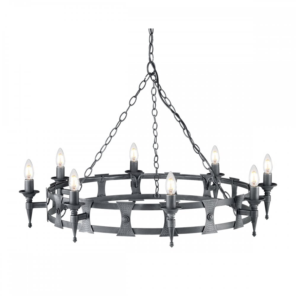 Elstead SAX8 BLK/SIL Saxon Eight Light Chandelier Black/silver