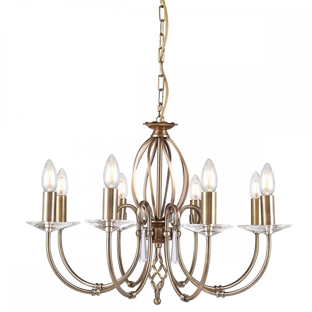 Elstead AG8 AGED BRASS Aegean Eight Light Chandelier Aged Brass