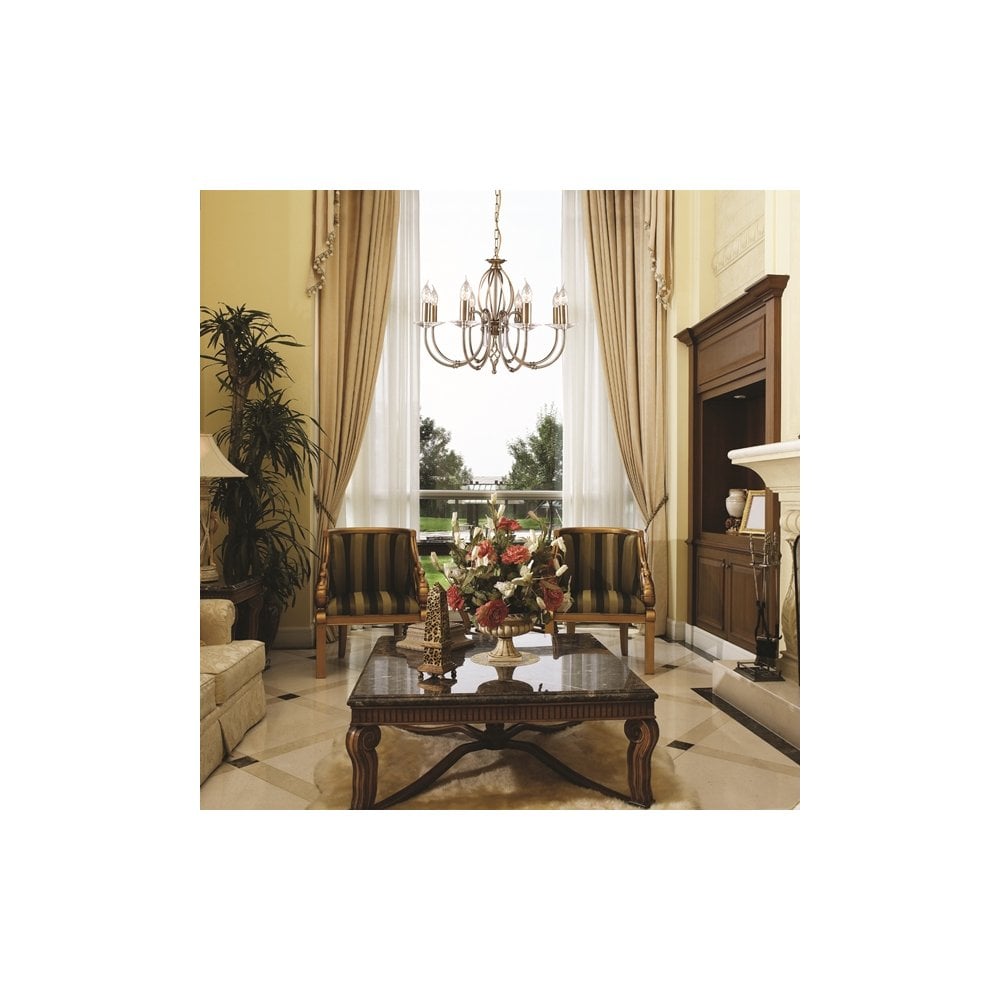 Elstead AG8 AGED BRASS Aegean Eight Light Chandelier Aged Brass