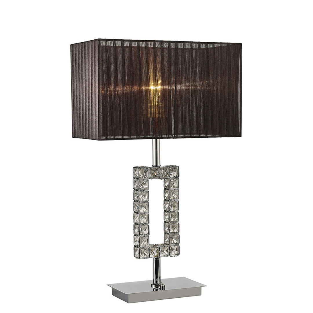 Diyas IL31726 Florence Rectangle Table Lamp With Black Shade 1 Light Polished Chrome/Crystal