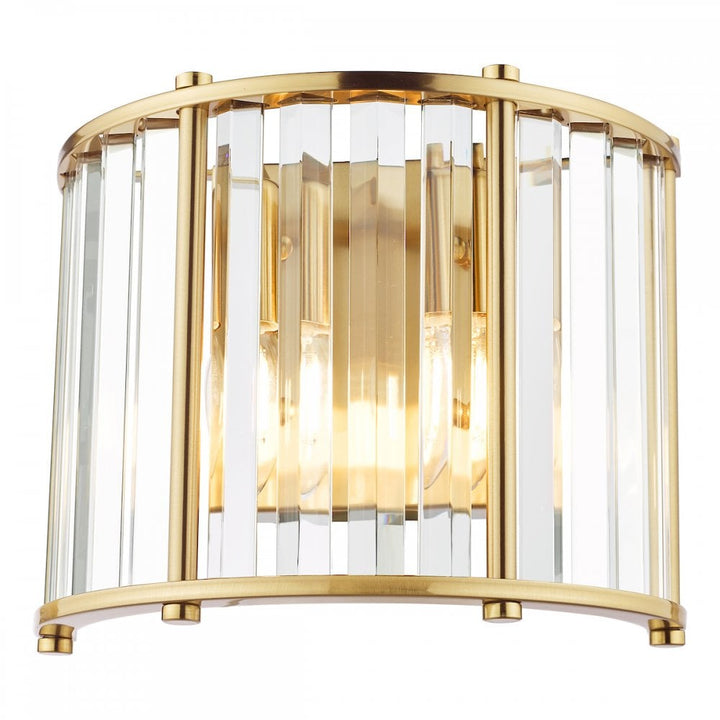 Dar KIR0935 Kiran 2 Light Wall Light Natural Brass and Glass