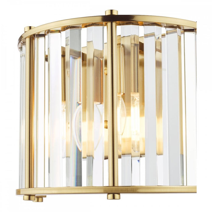 Dar KIR0935 Kiran 2 Light Wall Light Natural Brass and Glass