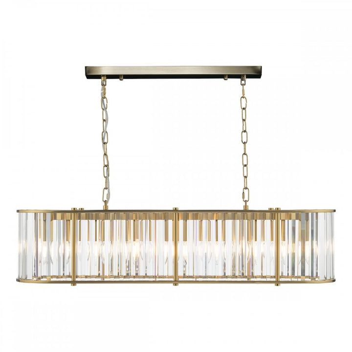 Dar KIR3435 Kiran 7 Light Bar Pendant Natural Brass and Glass