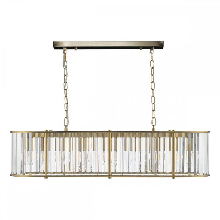 Dar KIR3435 Kiran 7 Light Bar Pendant Natural Brass and Glass