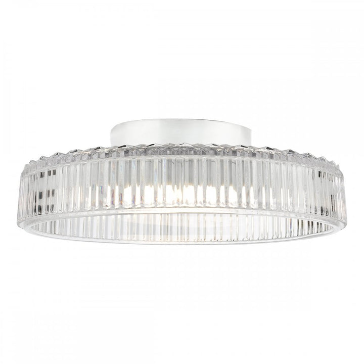 Dar LEE5208 Leena Flush Polished Chrome and Ribbed Glass LED