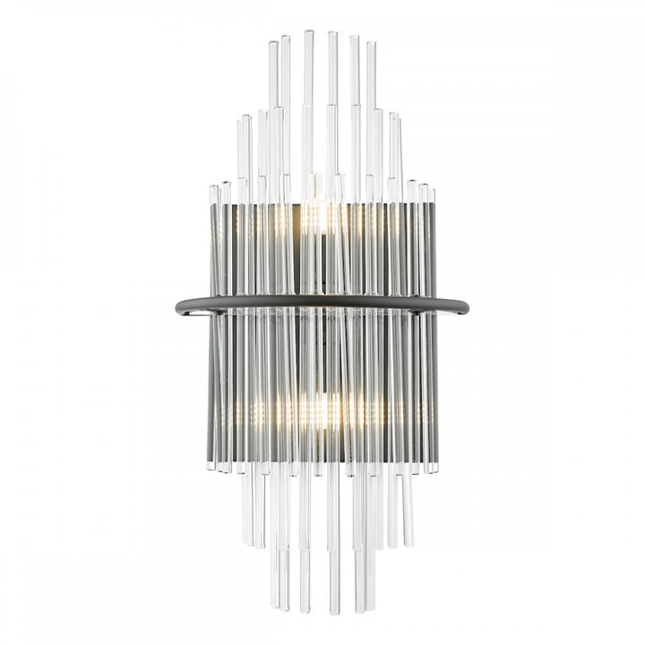Dar LUK0922 Lukas 2 Light Wall Light Satin Black and Glass