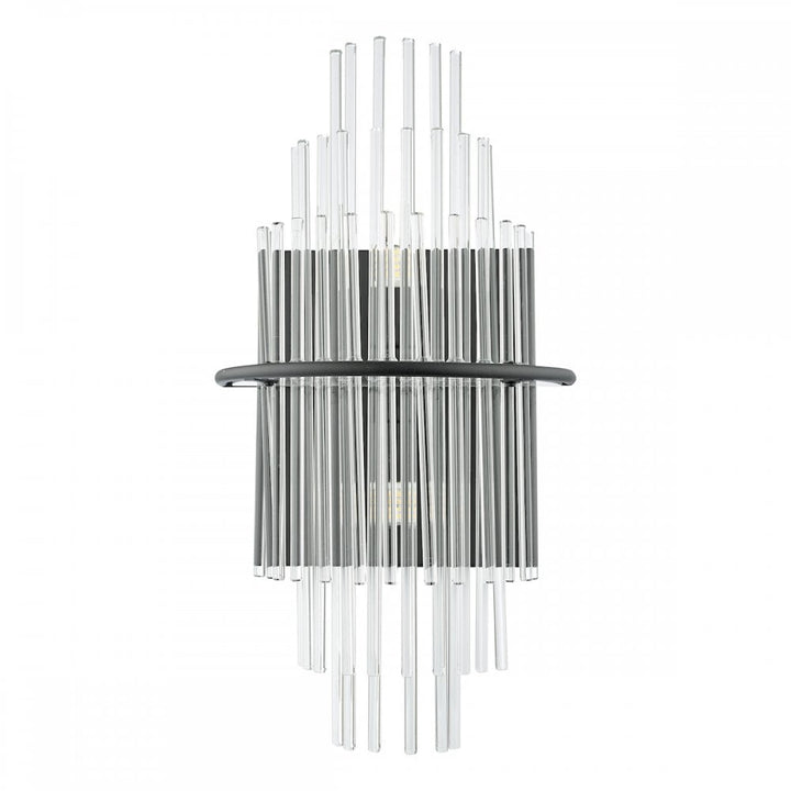 Dar LUK0922 Lukas 2 Light Wall Light Satin Black and Glass