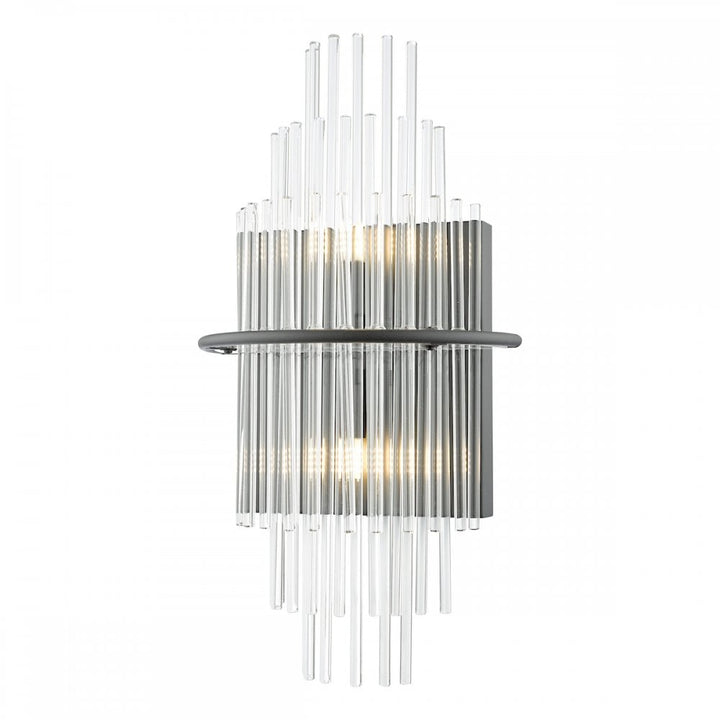 Dar LUK0922 Lukas 2 Light Wall Light Satin Black and Glass
