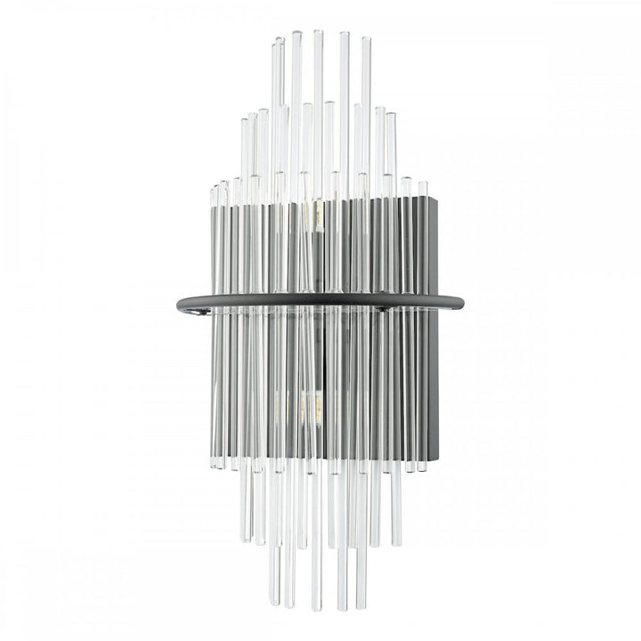 Dar LUK0922 Lukas 2 Light Wall Light Satin Black and Glass