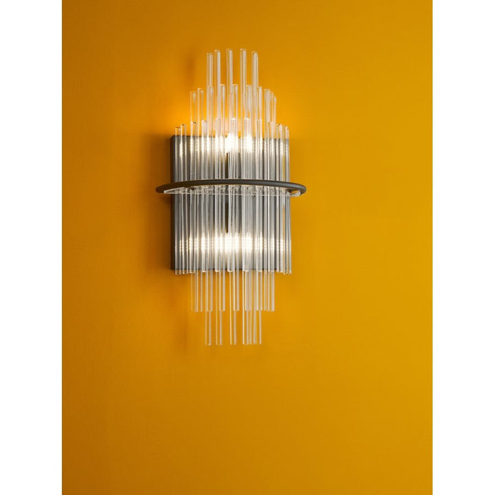 Dar LUK0922 Lukas 2 Light Wall Light Satin Black and Glass