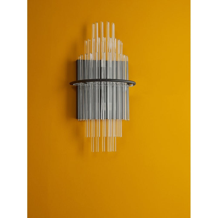 Dar LUK0922 Lukas 2 Light Wall Light Satin Black and Glass