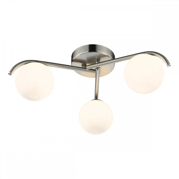 Dar ORL5346 Orlena 3 Light Flush Satin Chrome and Opal Glass