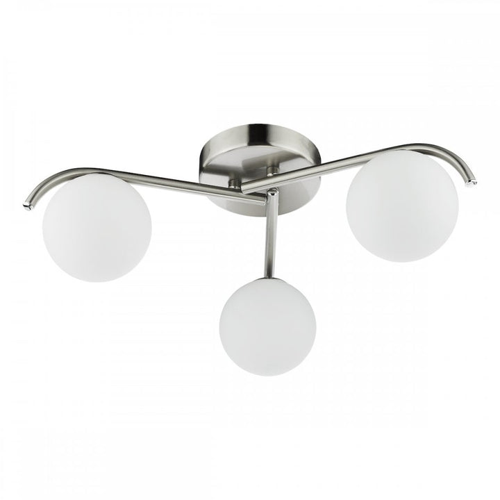 Dar ORL5346 Orlena 3 Light Flush Satin Chrome and Opal Glass