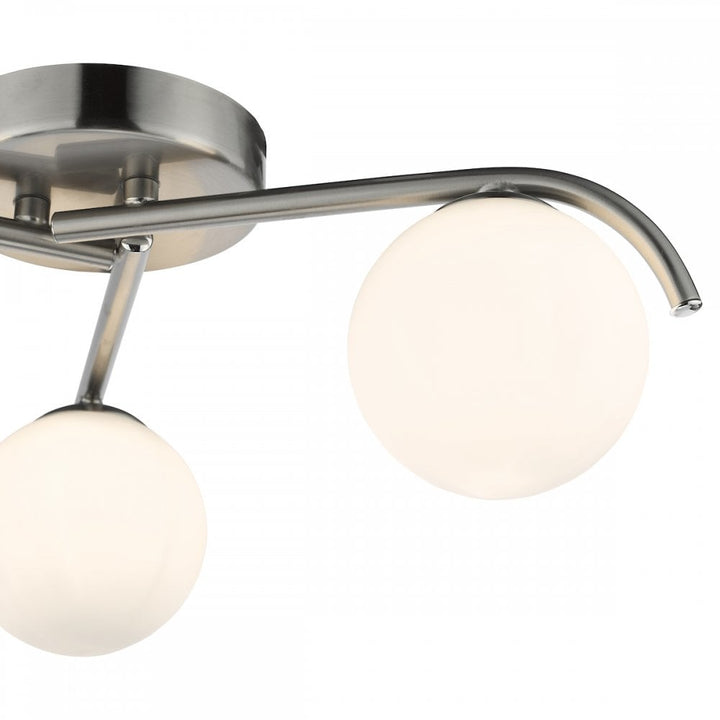 Dar ORL5346 Orlena 3 Light Flush Satin Chrome and Opal Glass