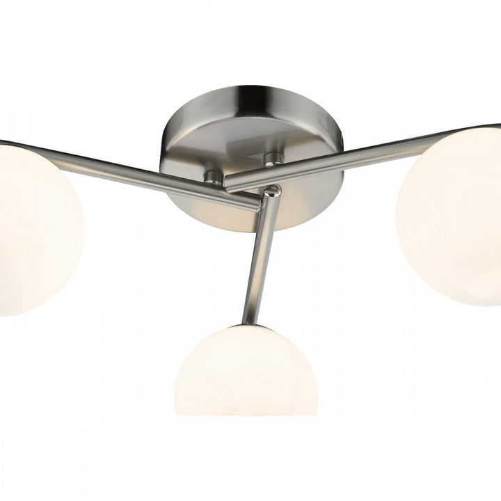 Dar ORL5346 Orlena 3 Light Flush Satin Chrome and Opal Glass