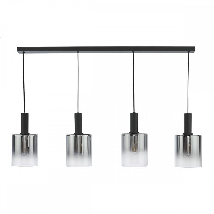 Dar SAV0422 Savannah 4 Light Bar Pendant Matt Black and Smoked Glass