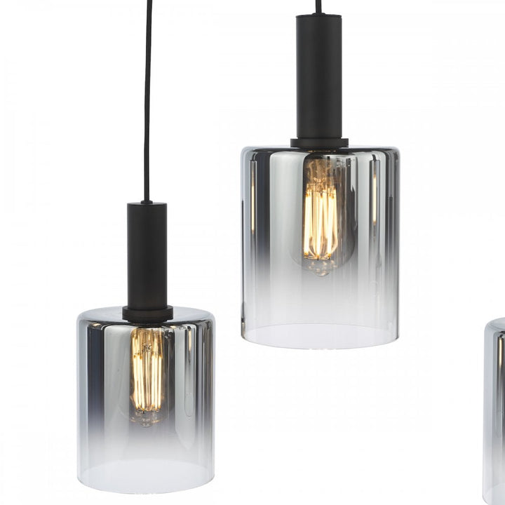 Dar SAV0622 Savannah 6 Light Bar Pendant Matt Black and Smoked Glass