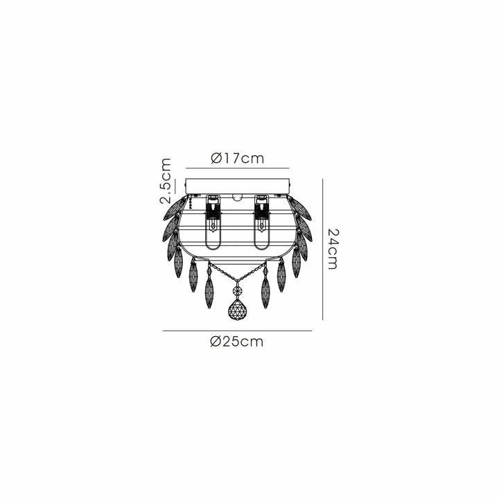 Diyas IL32892 Coniston IP Bathroom Ceiling 3 Light G9 Polished Chrome/Crystal